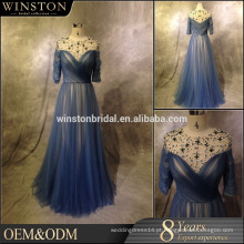 2016 Guangzhou Fornecedor vestido de casamento de comprimento de chá com mangas